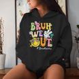 Retro Groovy Bruh We Out Bus Drivers Last Day Of School Women Hoodie Gifts for Her