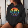 Retro Lgbt Rainbow Charlotte Skyline Lesbian Gay Pride Women Hoodie Gifts for Her