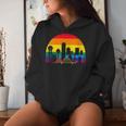 Retro Lgbt Rainbow Dallas Skyline Lesbian Gay Pride Women Hoodie Gifts for Her