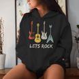Lets Rock Rock N Roll Guitar Retro Sin Mangas Sudadera con capucha para mujer Regalos para ella