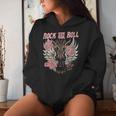 Rock And Roll Guitarraintage Rock Música Cuello Sudadera con capucha para mujer Regalos para ella