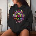 Rock The Test Test Day Teacher Testing Day Rainbow Teacher Women Hoodie Gifts for Her