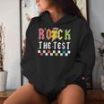 Rock The Test Testing Day Retro Teacher Student Women Hoodie Gifts for Her