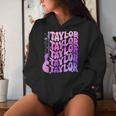 Taylor First Name I Love Taylor Girl Groovy 80'S Vintage Women Hoodie Gifts for Her