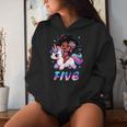 Unicorn 5Th Birthday 5 Years Old Black Girl African American Women Hoodie Gifts for Her