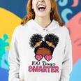 100 Days Smarter Black Girl Messy Bun 100Th Day Of School Women Hoodie Gifts for Her