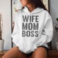 Damen Spüche Damen Wife Mom Boss Muttertag Geschenk Mama Mutter Mit-Ausschnitt Kapuzenpullover für Damen Geschenke für Sie