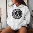 Drawing Cat Sitting On Crescent Moon Flowers Stars Women Women Hoodie Gifts for Her