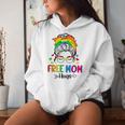 Free Mom Hugs Messy Bun Rainbow Gay Trans Pride Mother Day Women Hoodie Gifts for Her