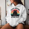 Fluff Around Find Out Adult Humor Sarcastic Black Cat Women Hoodie Gifts for Her