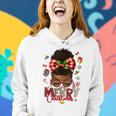 Merry Christmas Messy Bun Black African American Women Hoodie Gifts for Her