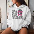 I Like Murder Shows Comfy Clothes 3 People Messy Bun Women Hoodie Gifts for Her