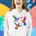 Rainbow Hummingbird Watercolor Colorful Bird Lover Women Hoodie Gifts for Her