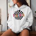 Retro Black And White Checkered Apple Teacher Women Hoodie Gifts for Her