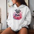 Watercolor Cute Miniature Schnauzer Dog Mom Pink Flowers Women Hoodie Gifts for Her