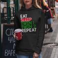Eat Sleep Twin 1 Twin 2 Repeat Mom Of Twins For Mom Women Hoodie Unique Gifts