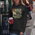 Life Better Scottish Terrierintage Hund Mama Papa Kapuzenpullover für Damen Lustige Geschenke