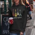 Lets Rock Rock N Roll Guitar Retro Sin Mangas Sudadera con capucha para mujer Regalos divertidos