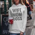 Damen Spüche Damen Wife Mom Boss Muttertag Geschenk Mama Mutter Mit-Ausschnitt Kapuzenpullover für Damen Lustige Geschenke