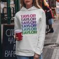 Personalized First Name Taylor Girl Groovy Retro Pink Women Hoodie Unique Gifts