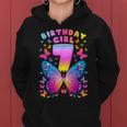 7Th Birthday Girl 7 Years Butterfly Number 7 Women Hoodie