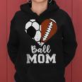 Ball Mom Heart Football Soccer Mom Women Hoodie