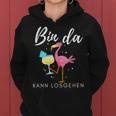 Bin Da Kann Losgehen Flamingo Mit Sekt Kapuzenpullover für Damen