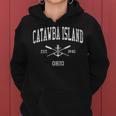 Catawba Island Oh Vintage Crossed Oars & Boat Anchor Sports Women Hoodie