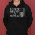 Coffee Whiskey And Freedom Vintage Rustic American Flag Women Hoodie