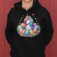 Colorido Unicornio De Huevo De Pascua Cuello Sudadera con capucha para mujer