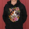 Cute Floral Calico Cat Women Hoodie