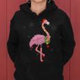 Cute Pink Flamingo With Snow Lights And Santa Hat Christmas Women Hoodie