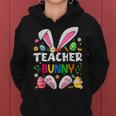 Cute Teacher Bunny Ears & Paws Easter Eggs Easter Day Girl Women Hoodie