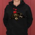 Dachshund Dog With Heartintage Dog Motif Women's Kapuzenpullover für Damen