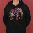 Elefant Buntes Mandala-Muster Afrikanisches Tier Kapuzenpullover für Damen