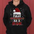 First Christmas As A Mom Santa Hat Red Plaid Buffalo Women Hoodie