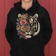 Floral Tiger Girls Flowers Tiger Face For Tigers Lover Women Hoodie