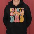 Groovy Dad Retro Fathers Day Colorful Peace Sign Smile Face Women Hoodie