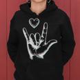 I Love You Heart Chroma Handzeichensprache Taubstummtherapie Kapuzenpullover für Damen