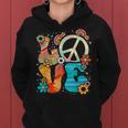 Love Peace Sign Floral Retro 70Er 80Er Jahre Kostüm Hippie Kapuzenpullover für Damen