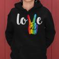 Love Win Rainbow Peace Sign Lesbian Gay Lgbtq Flag Pride Women Hoodie