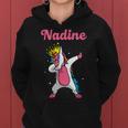 Nadine Name Personalized Birthday Dabbing Unicorn Queen Women Hoodie