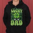 One Lucky Dad Groovy Retro Dad St Patrick's Day Women Hoodie