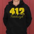 Pittsburgh 412 City Skyline Yellow Pittsburgh Women Hoodie