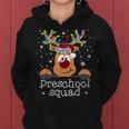 Preschool Squad Plaid Reindeer Santa Hat Teacher Christmas Women Hoodie