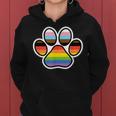 Rainbow Dog Paw Print Lgbtq Progressive Pride Flag Inclusive Women Hoodie