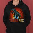 Rainbow Three Rex Retro Vintage Dinausor 3 Year Old Trex Women Hoodie