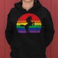 Rainbow Unicorn Striped Sunrise Distressed Relaxed Women Hoodie