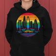 Retro Lgbt Rainbow Charlotte Skyline Lesbian Gay Pride Women Hoodie