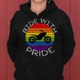 Ride With Pride Gay Bikers Lgbt Month Vintage Retro Rainbow Women Hoodie